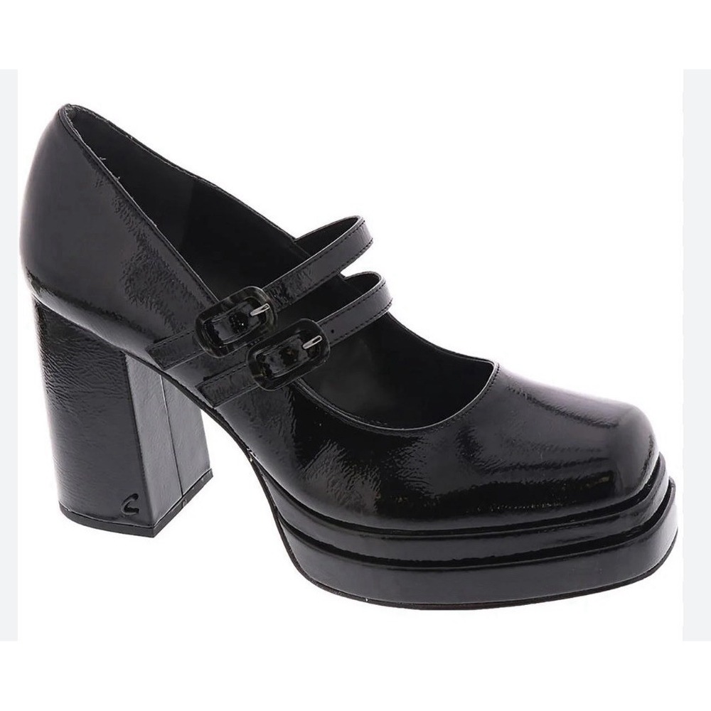 Sam Edelman Circus Pepper platform Heeled Patent Black Mary Jane pumps Size 9